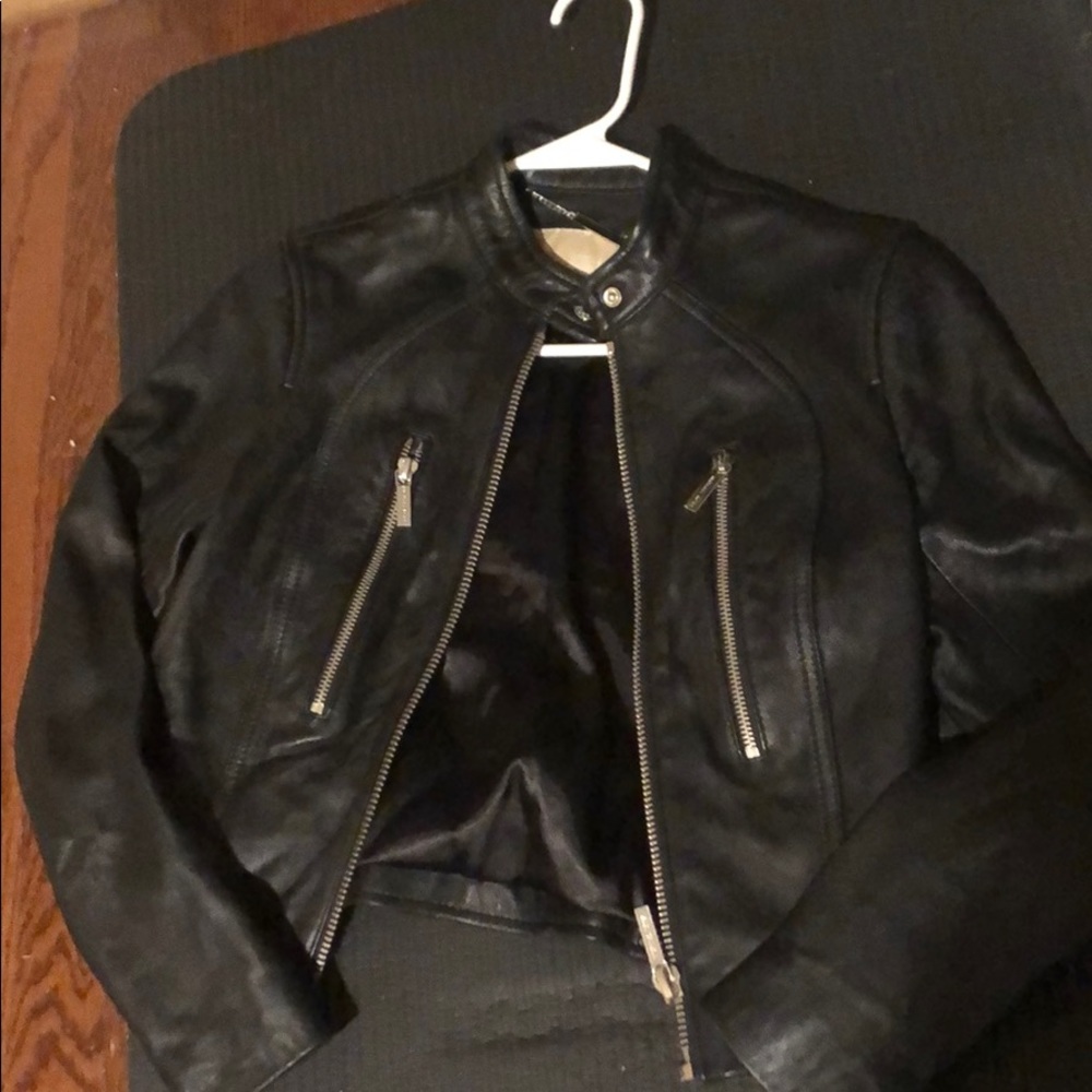 Michael Kors cropped lamb leather jacket